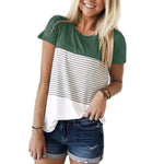 Load image into Gallery viewer, Short Sleeve and Long Sleeve Round Neck Triple Color Block Stripe T-Shirt Casual Blouse
