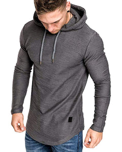 Mens Fashion Athletic Hoodies Sport Sweatshirt Solid Color Fleece Pullover