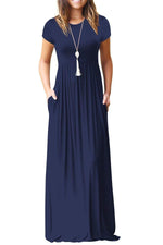 Load image into Gallery viewer, Women&#39;s Short Sleeve Loose Plain Maxi Dresses Casual Long Dresses with Pockets
