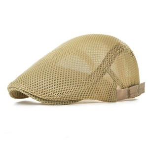 Men Breathable mesh Summer hat Newsboy Beret Ivy Cap Cabbie Flat Cap