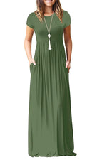 Load image into Gallery viewer, Women&#39;s Short Sleeve Loose Plain Maxi Dresses Casual Long Dresses with Pockets
