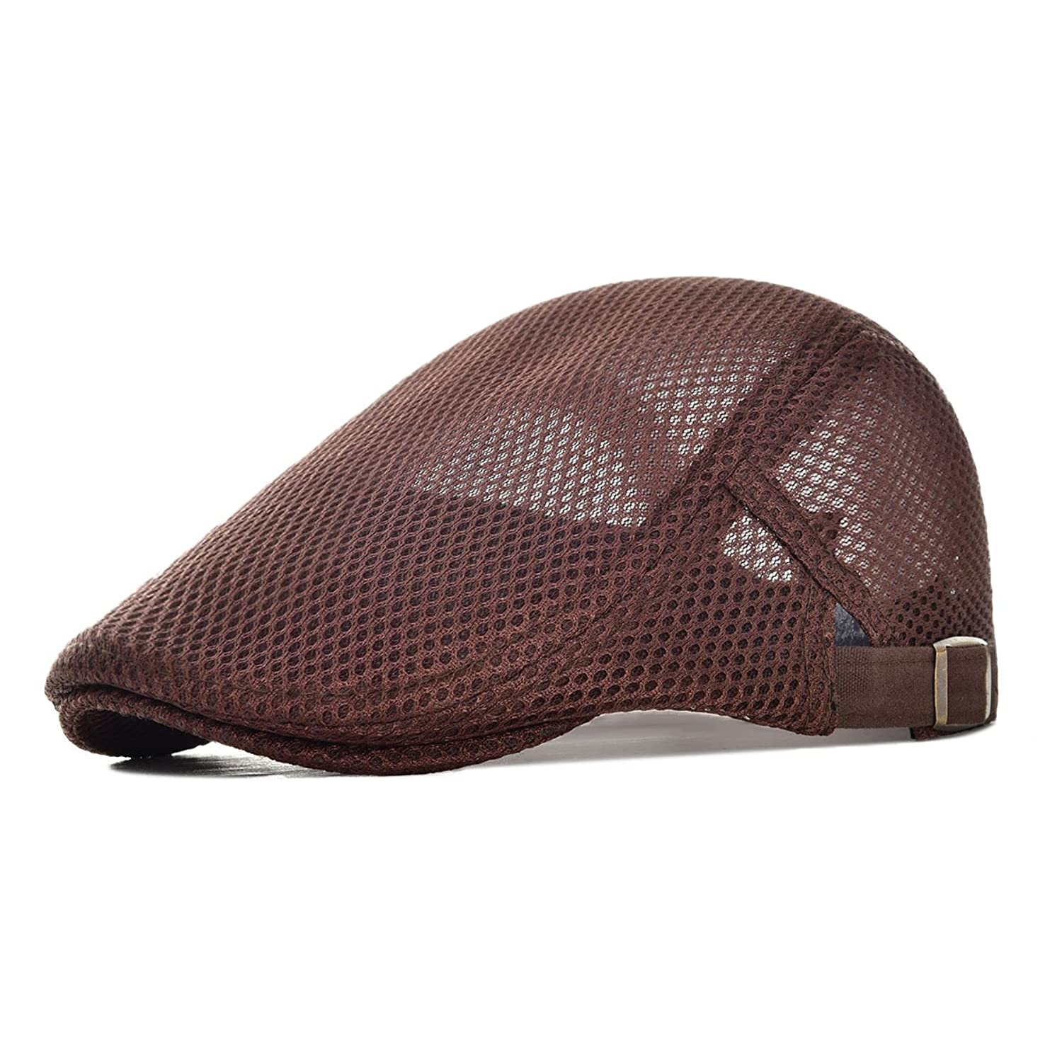 Men Breathable mesh Summer hat Newsboy Beret Ivy Cap Cabbie Flat Cap